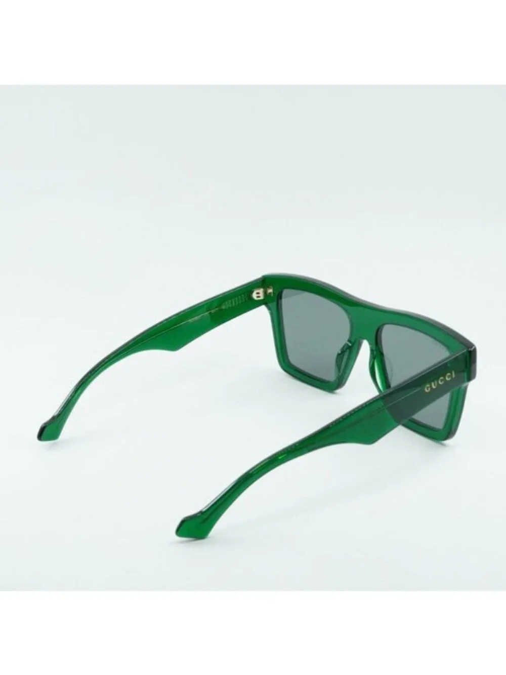 Gucci GG0962S 010 Sunglasses Green Square Frame, Grey Lenses